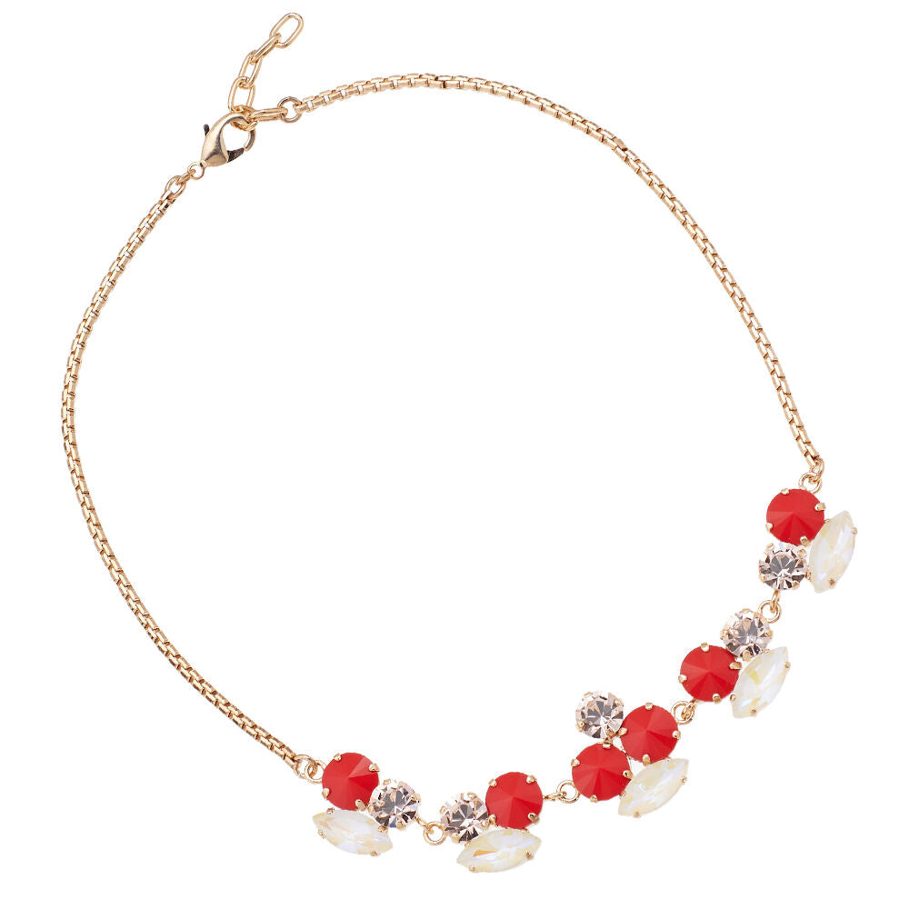 Collana Donna Ottaviani Bronzo Rosè Zirconi Rossi Gialli Effetto Fiori 500730C